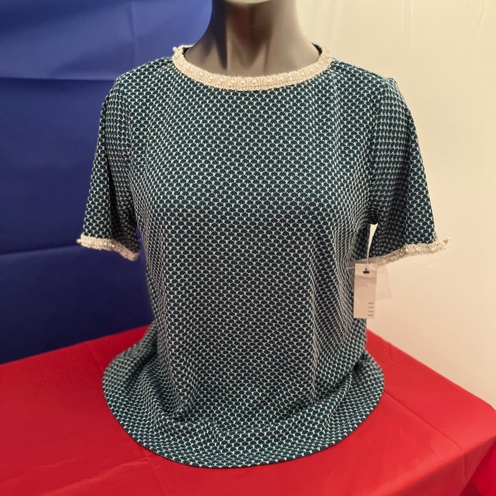 Elle Green & Silver Textured Blouse‎ NEW